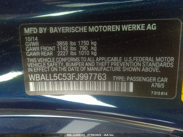 2015 BMW Z4, VIN: WBALL5C53FJ997763