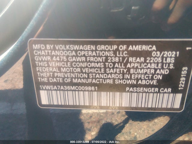 2021 Volkswagen Passat, VIN: 1VWSA7A36MC009861