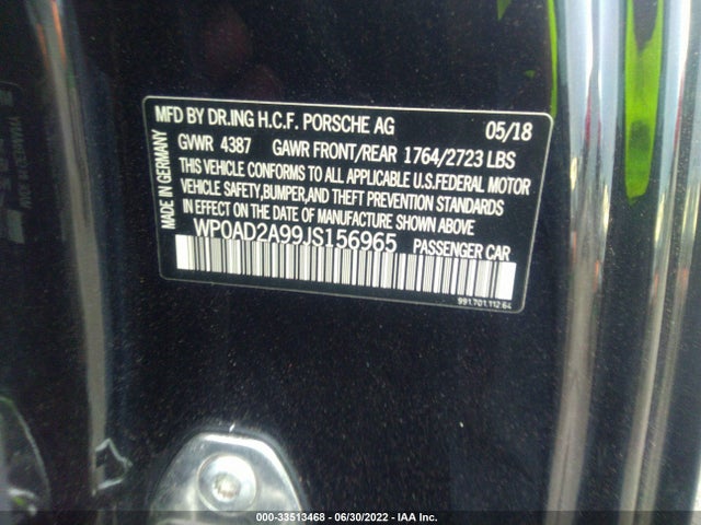 2018 Porsche 911, VIN: WP0AD2A99JS156965