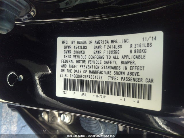 2015 Honda Accord, VIN: 1HGCR6F35FA004055