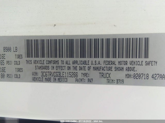 2020 Ram Promaster, VIN: 3C6TRVCG3LE115266