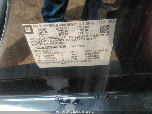 3GCUKSEC9GG264236 Chevrolet Silverado 1500 2lz