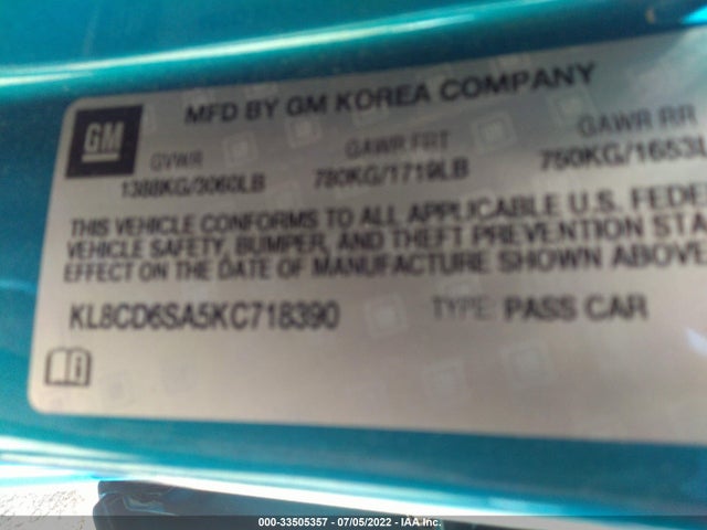 Chevrolet Spark Lt 2019 KL8CD6SA5KC718390 Image 11
