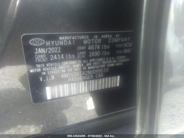 2022 Genesis G70, VIN: KMTG34TA2NU099519