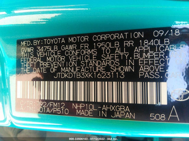 2019 Toyota Prius, VIN: JTDKDTB3XK1623113