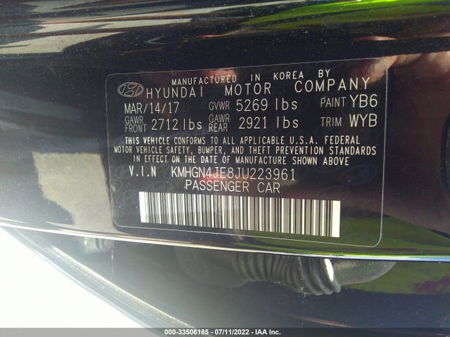 2018 Genesis G80, VIN: KMHGN4JE8JU223961