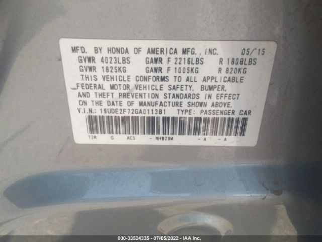 19UDE2F72GA011381 Acura Ilx W