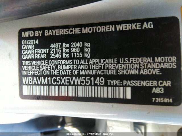 2014 BMW X1, VIN: WBAVM1C5XEVW55149