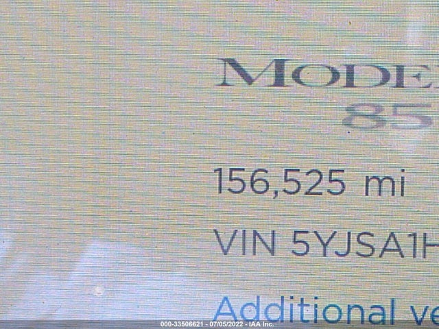2014 TESLA MODEL S VIN: 5YJSA1H15EFP32089