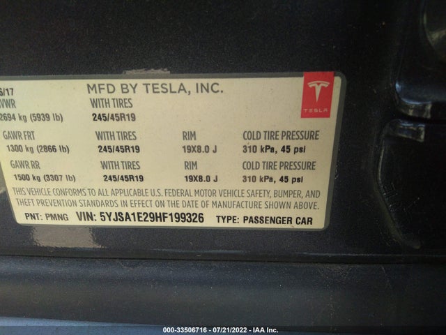 Tesla MODEL S 2017 5YJSA1E29HF199326 Image 15