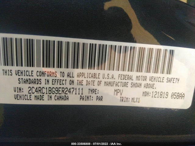 2C4RC1BG9ER247111 Chrysler Town & Country Touring