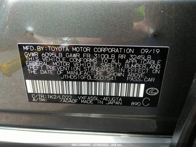 2020 Lexus LS, VIN: JTHD51GF0L5007541