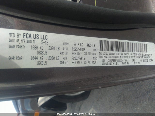 2015 JEEP PATRIOT SPORT VIN: 1C4NJPBB9FD398854