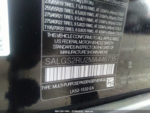 2021 Land Rover Range Rover, VIN: SALGS2RU2MA446735