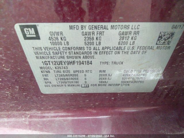 1GT12UEY9HF194184 GMC Sierra 2500hd Denali