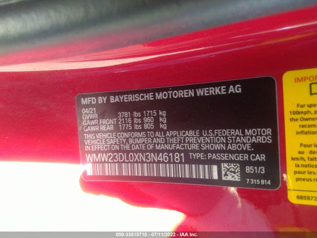 2022 Mini Roadster, VIN: WMW23DL0XN3N46181