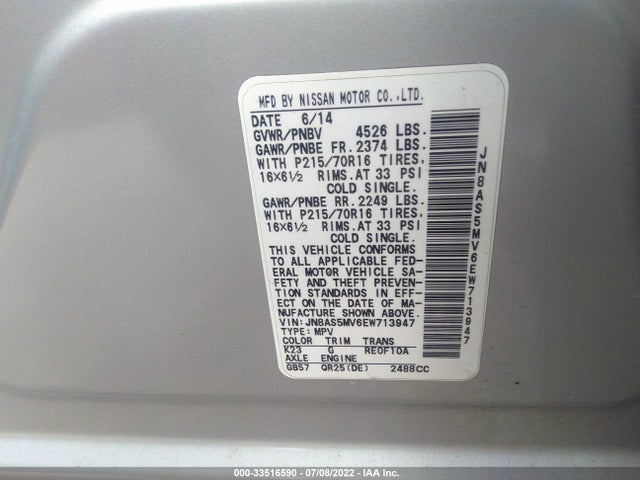 Nissan Rogue Select S 2014 JN8AS5MV6EW713947 Image 10