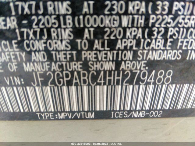 JF2GPABC4HH279488 Subaru Crosstrek Premium