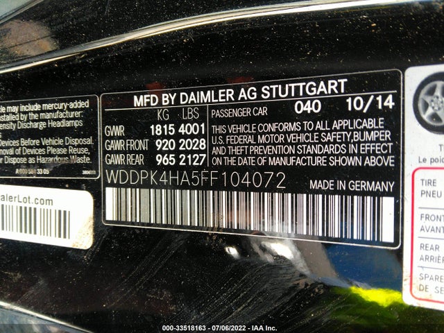 2015 Mercedes-Benz SLK-Class, VIN: WDDPK4HA5FF104072