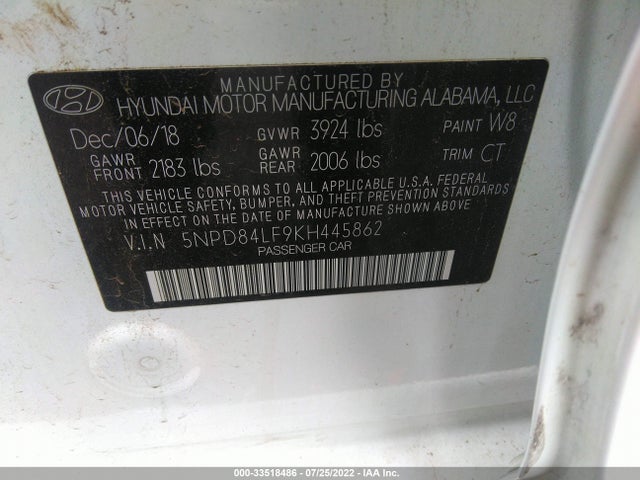 Hyundai ELANTRA SEL 2019 5NPD84LF9KH445862 Image 9
