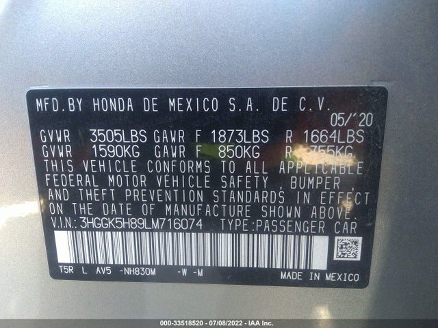 2020 Honda Fit, VIN: 3HGGK5H89LM716074