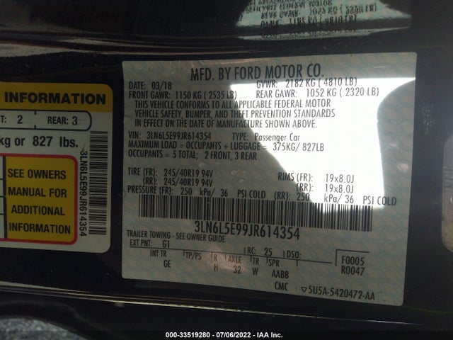2018 Lincoln MKZ, VIN: 3LN6L5E99JR614354