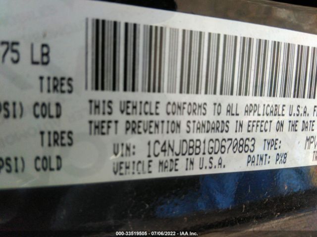 1C4NJDBB1GD670863 Jeep Compass Sport