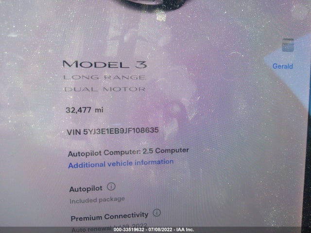 2018 Tesla 3, VIN: 5YJ3E1EB9JF108635
