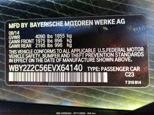2014 BMW i8, VIN: WBY2Z2C56EVX64140