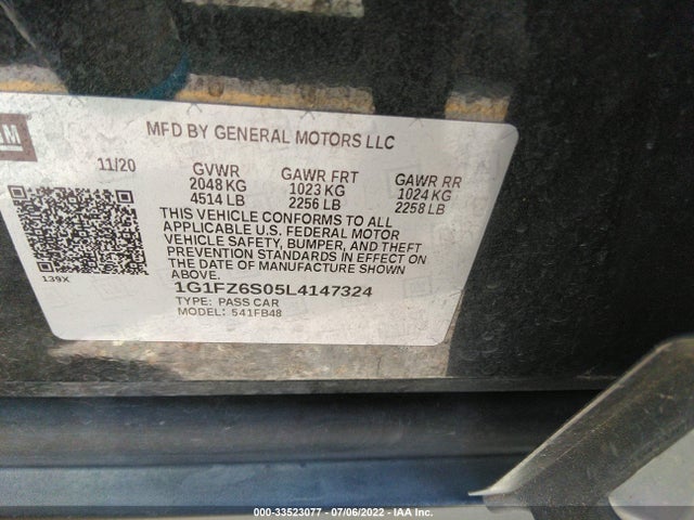 2020 Chevrolet Bolt EV, VIN: 1G1FZ6S05L4147324
