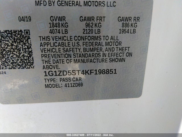 Chevrolet MALIBU LT 2019 1G1ZD5ST4KF198851 Image 11