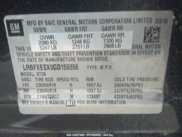 2016 Buick Envision, VIN: LRBFXESX0GD159356