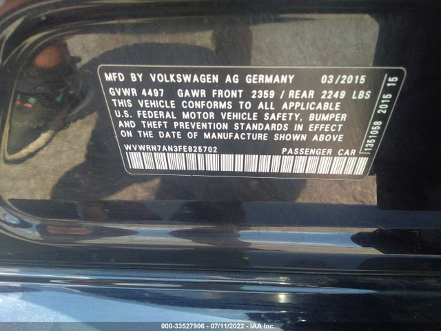 Volkswagen CC 2015 WVWRN7AN3FE825702 Image 9