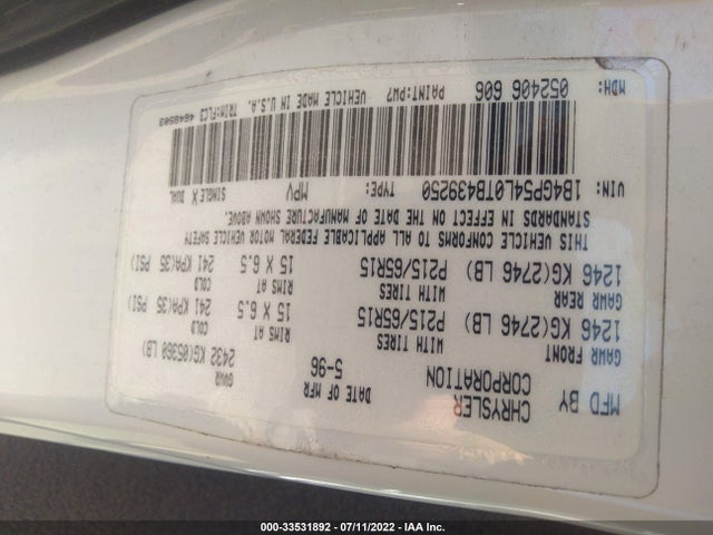 Dodge Grand Caravan Le/es 1996 1B4GP54L0TB439250 Image 11