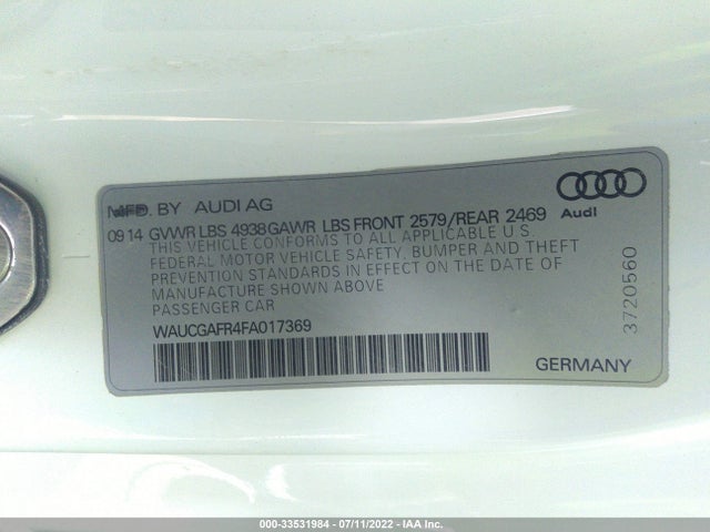 2015 Audi S5, VIN: WAUCGAFR4FA017369
