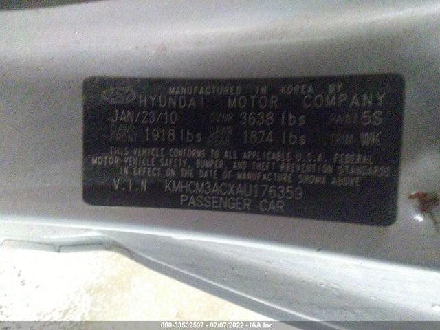 2010 HYUNDAI ACCENT BLUE VIN: KMHCM3ACXAU176359