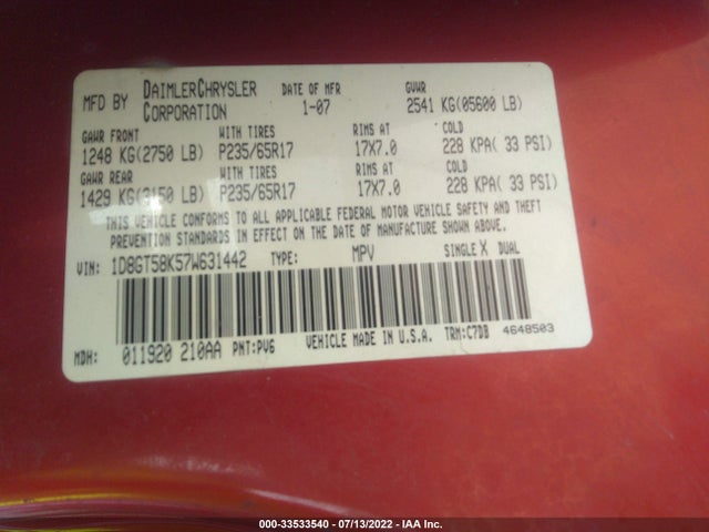 Dodge Nitro Slt 2007 1D8GT58K57W631442 Image 11