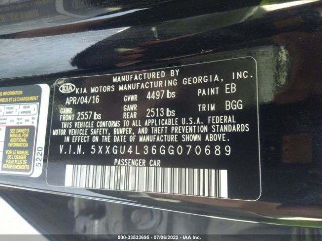 5XXGU4L36GG070689 KIA OPTIMA EX