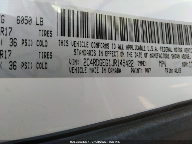 2C4RDGEG1JR145422 Dodge Grand Caravan Gt