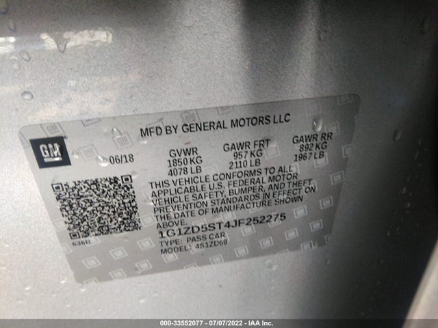 Chevrolet MALIBU LT 2018 1G1ZD5ST4JF252275 Image 9