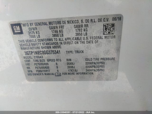 3GTP1NEC0GG375341 GMC Sierra 1500 Slt