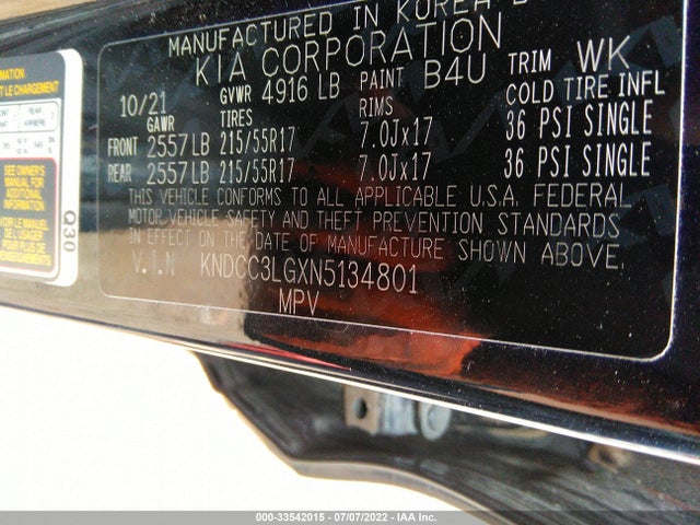 2022 Kia Niro, VIN: KNDCC3LGXN5134801