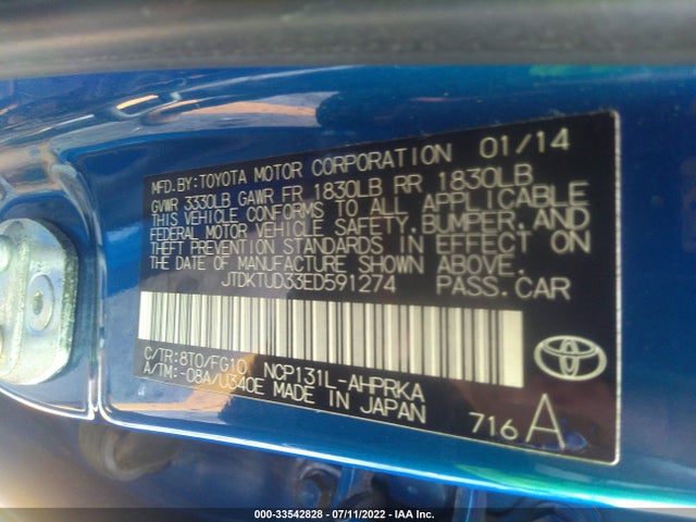 2014 Toyota Yaris, VIN: JTDKTUD33ED591274