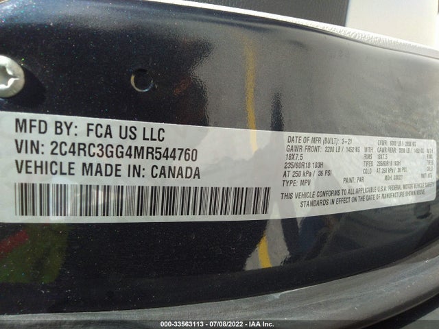 2021 Chrysler Pacifica, VIN: 2C4RC3GG4MR544760