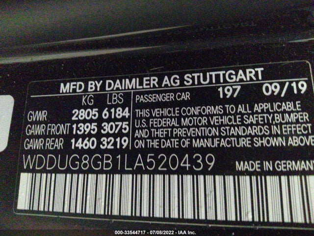 2020 Mercedes-Benz S-Class, VIN: WDDUG8GB1LA520439