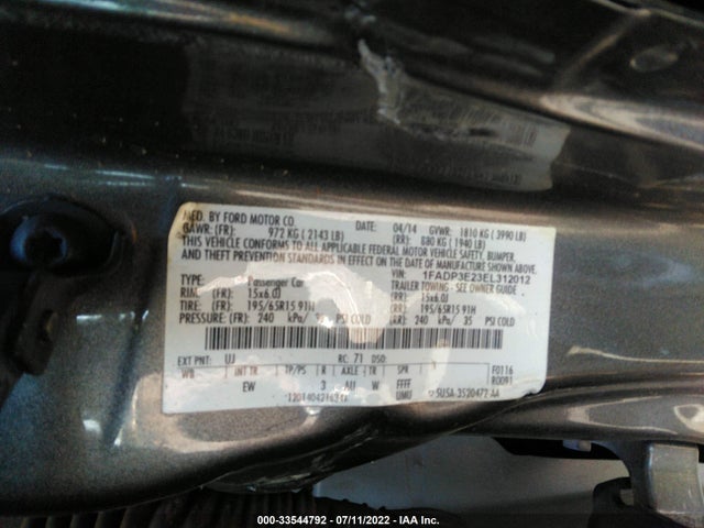 2014 FORD FOCUS S VIN: 1FADP3E23EL312012