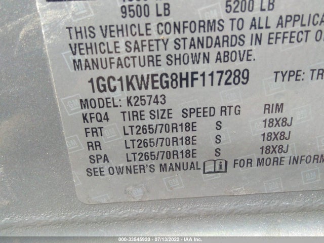 Chevrolet SILVERADO 2500HD 2017 1GC1KWEG8HF117289 Image 10