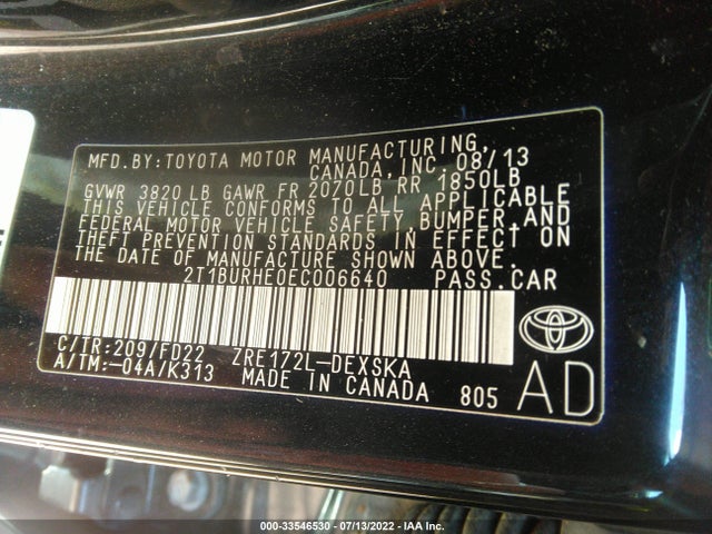 Toyota Corolla S Plus 2014 2T1BURHE0EC006640 Image 9