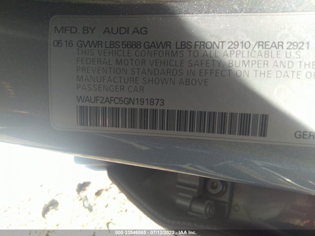 2016 Audi S6, VIN: WAUF2AFC5GN191873