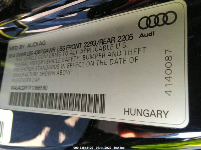 Audi A3 1.8t Premium 2015 WAUACGFF1F1066590 Image 9